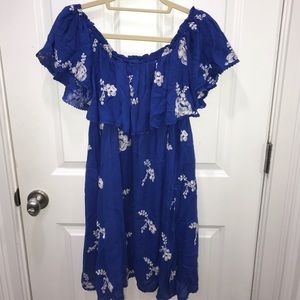 Blue Altar’d State Dress - White Floral Detail